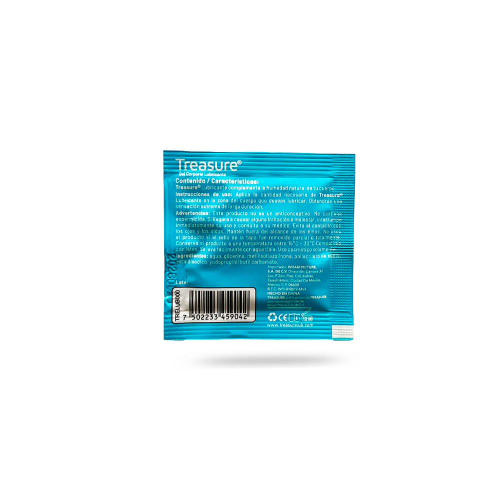 Treasure lubricante personal 5ml 10 pzas